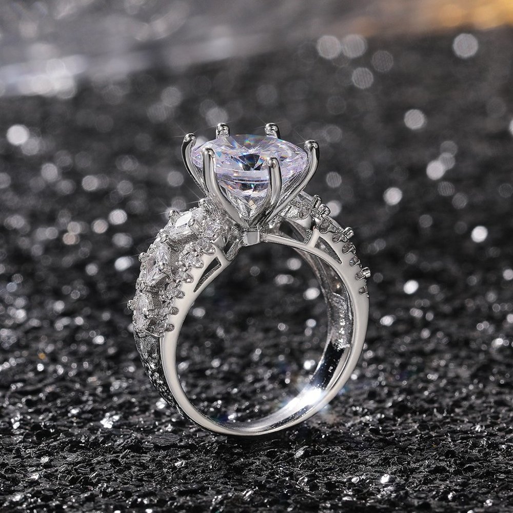 💍Beautiful Hollow Luxury CZ Silver Wedding Promise Ring for Women, K787 - Picture 9 of 9